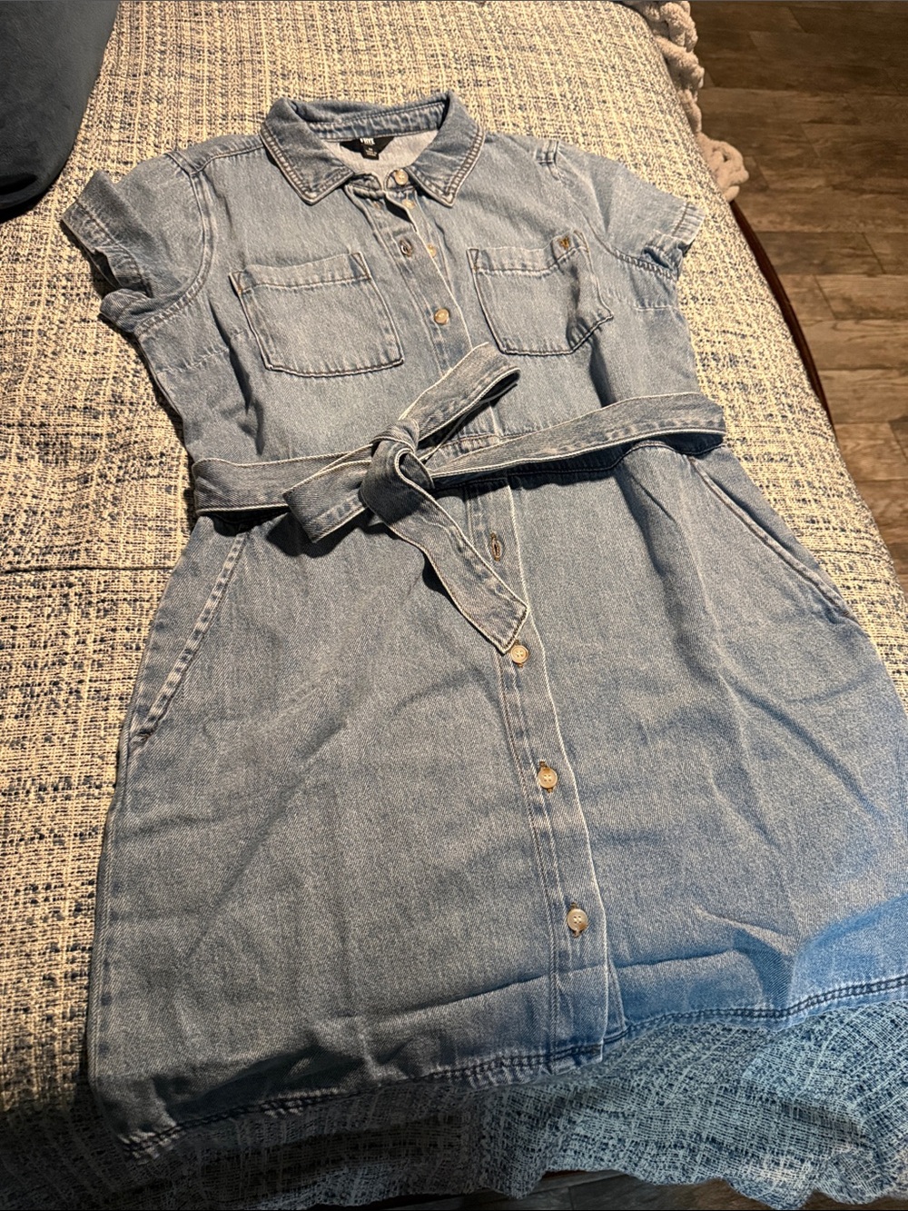Frye Light Denim Shirt Dress with Tie Waist